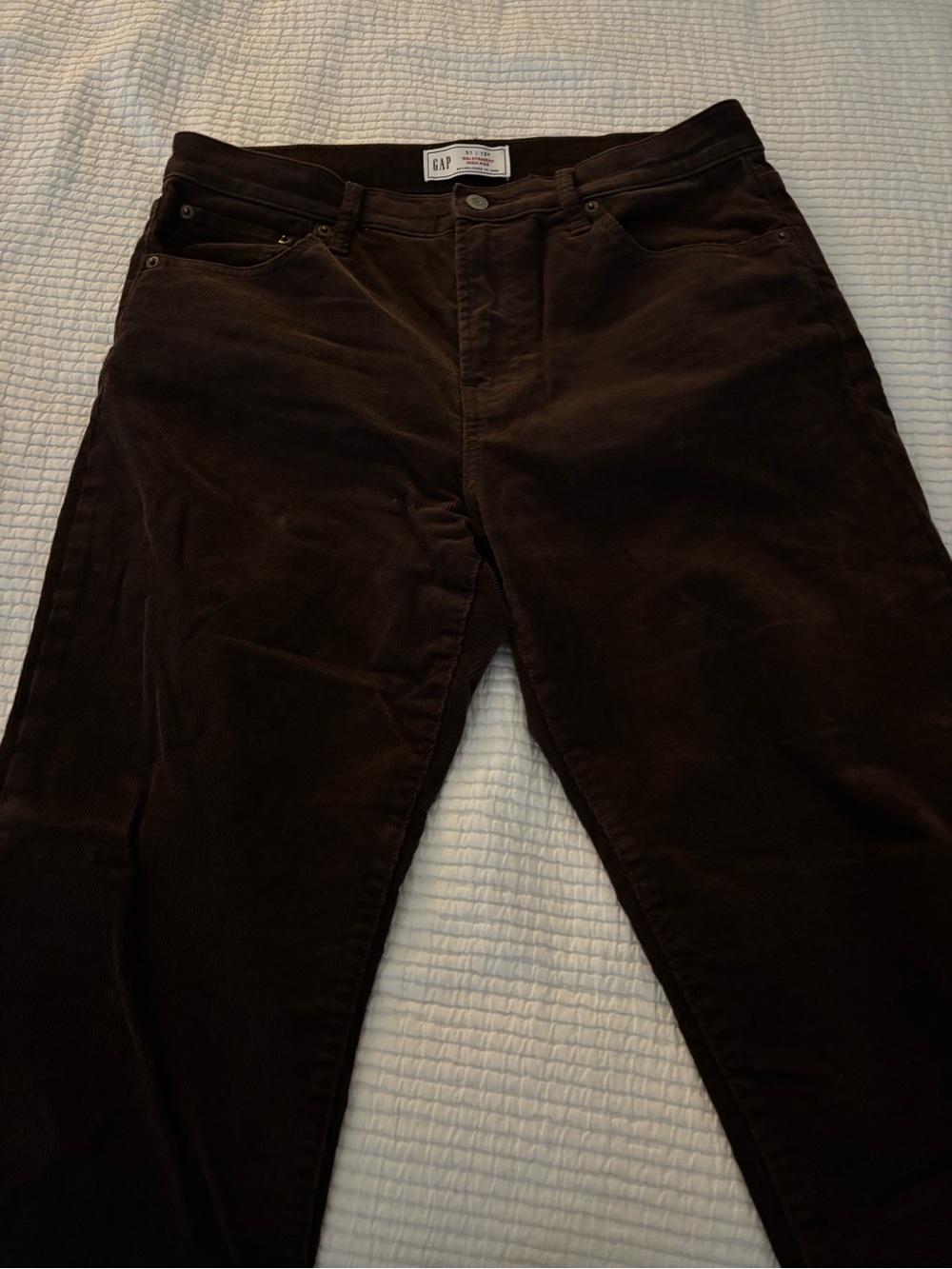 GAP Women's Straight Leg Corduroy Pants in Dark Brown